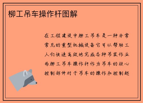 柳工吊车操作杆图解