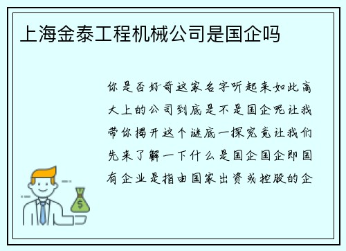 上海金泰工程机械公司是国企吗
