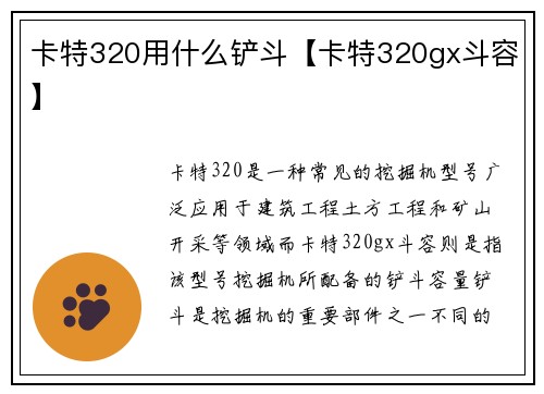 卡特320用什么铲斗【卡特320gx斗容】