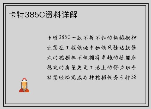 卡特385C资料详解