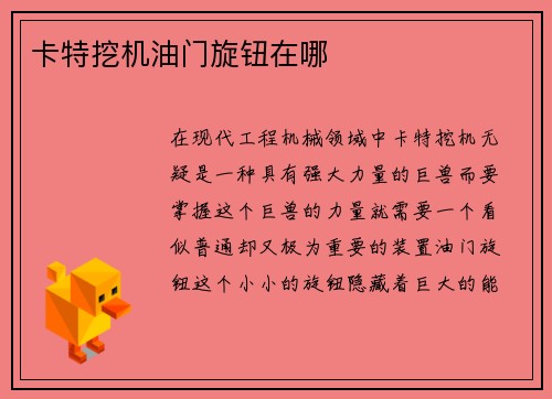 卡特挖机油门旋钮在哪